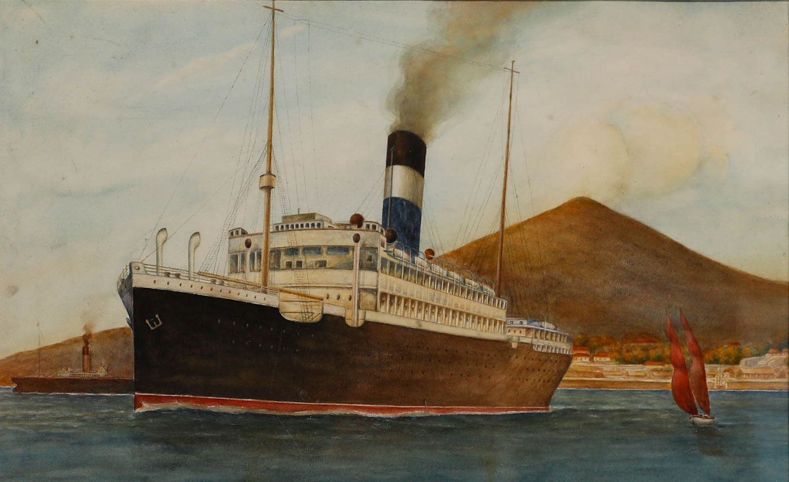 Framed Late 19th Century Watercolour Study Of A Passenger Steamer photo furniture