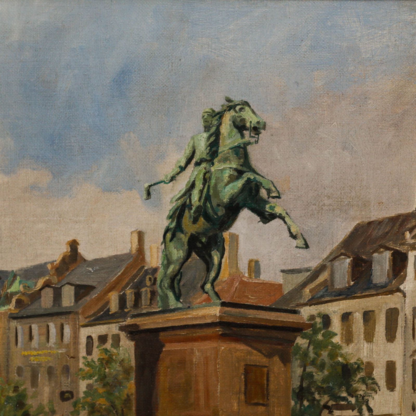 Martin Sofus Arildskov Framed Mid 20th Century Oil, Højbro Plads photo Art