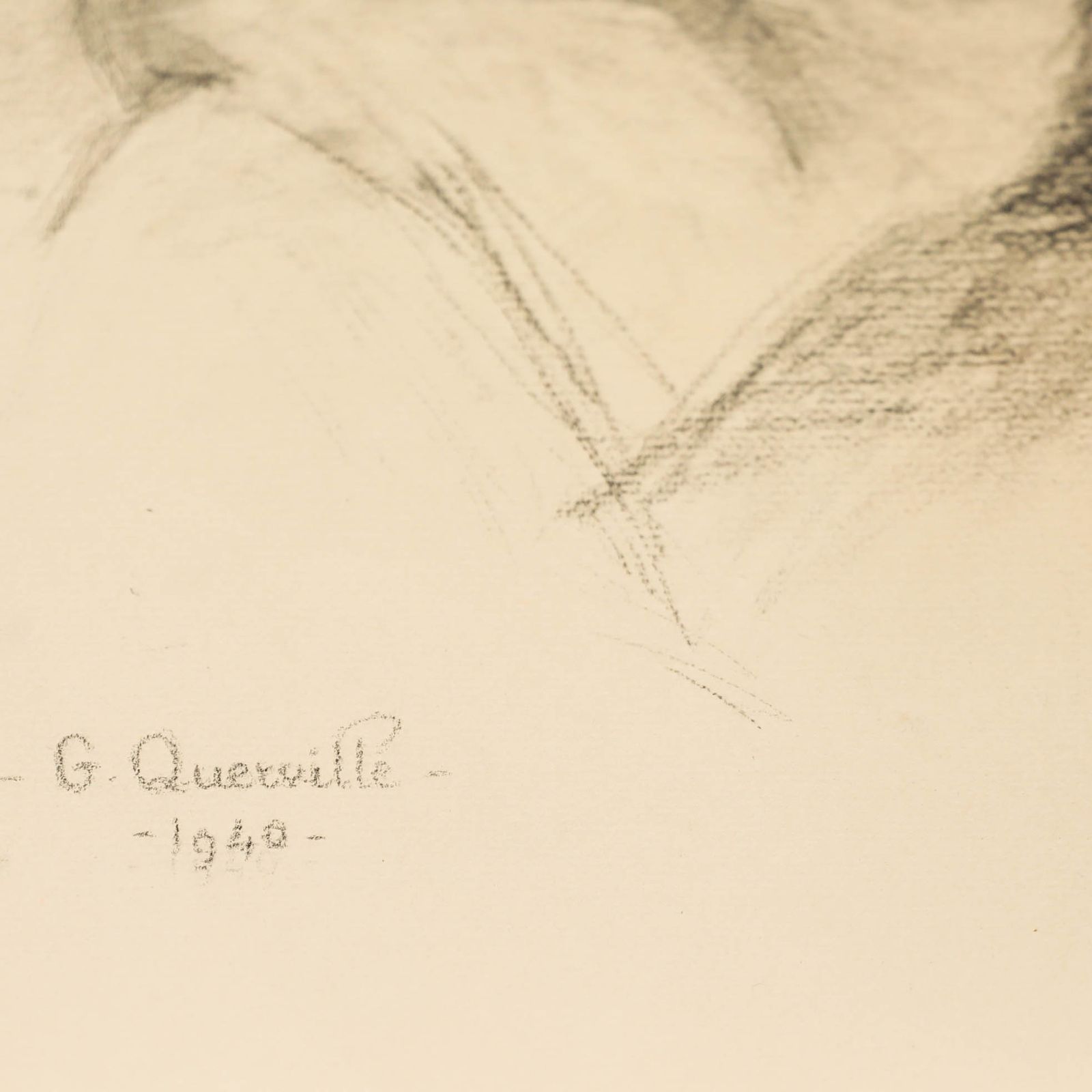 G. Querville French School 1940 Charcoal Drawing, Portrait Of A Nun photo 134.0