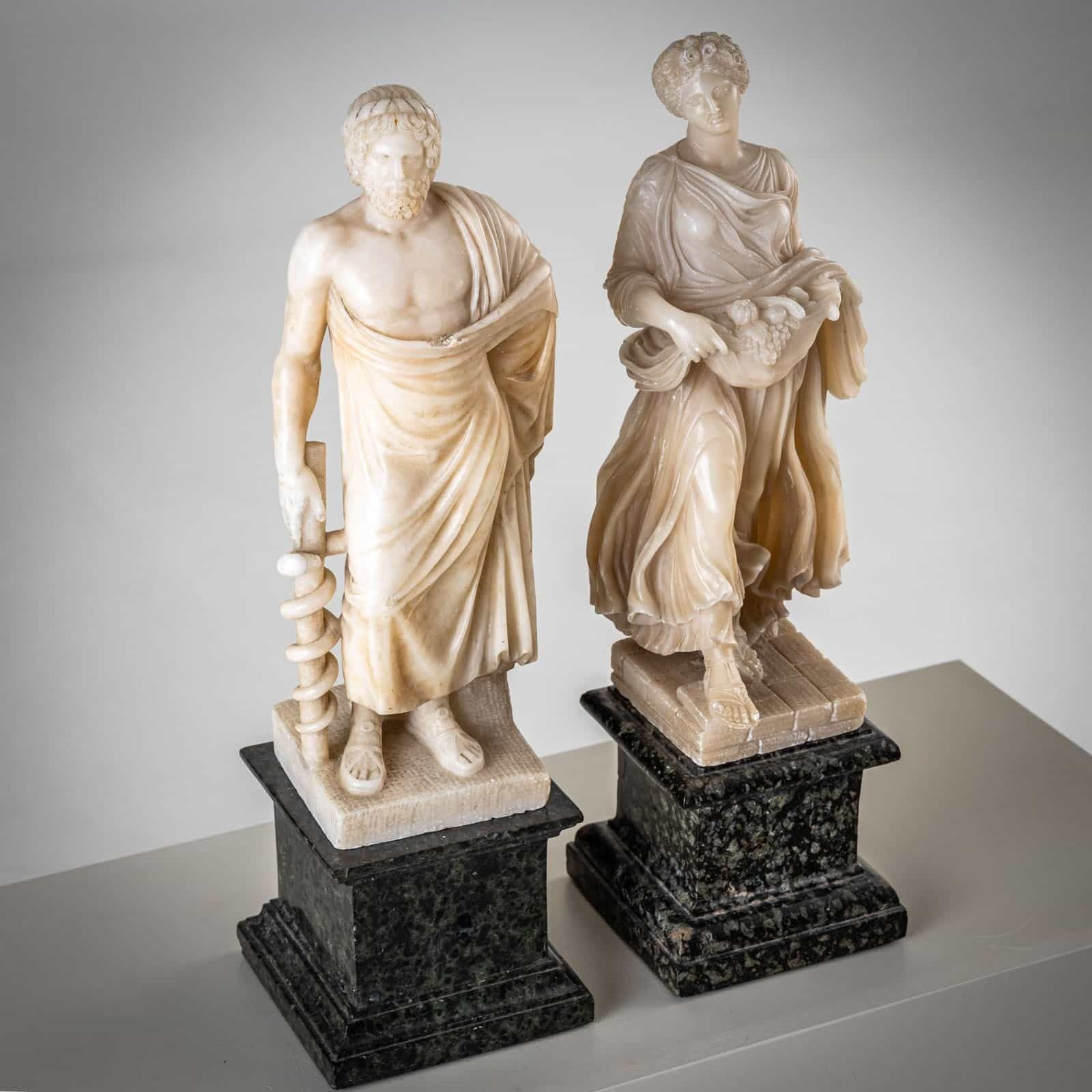 Pair Of White Alabaster Sculptures, 2nd Half 19th Century photo for sale