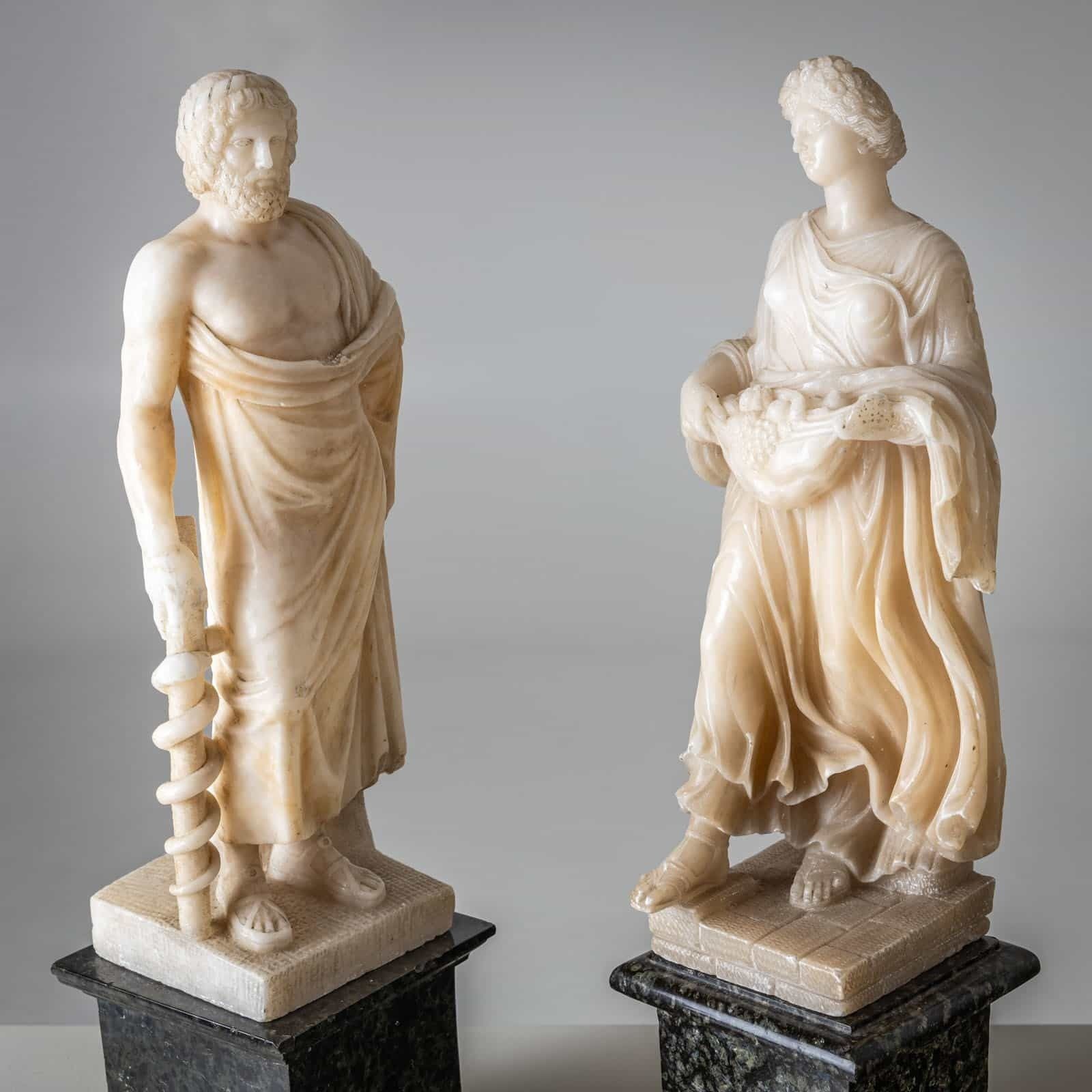 Pair Of White Alabaster Sculptures, 2nd Half 19th Century photo Art