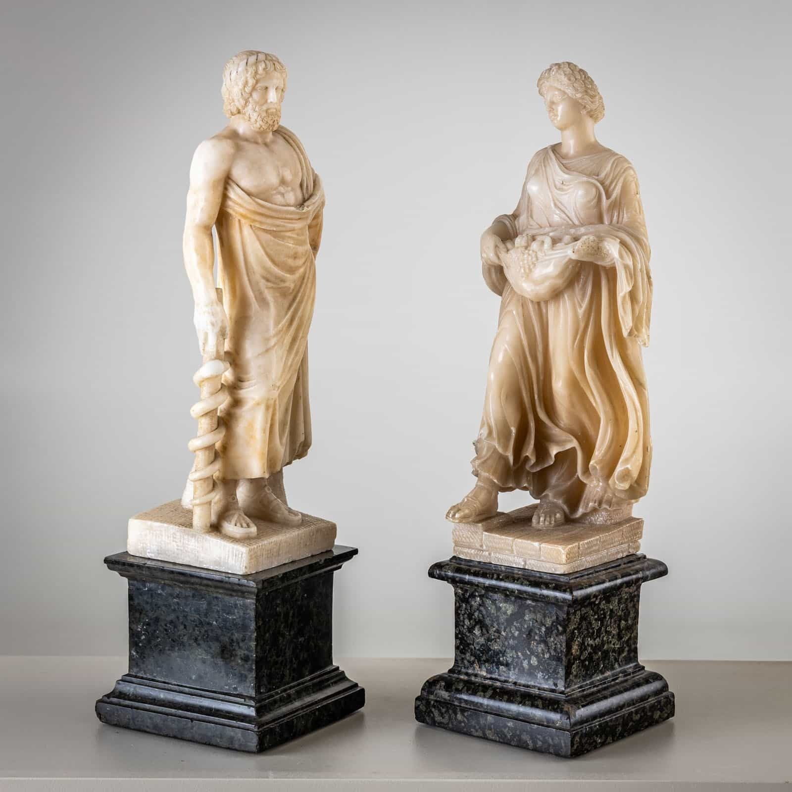 Pair Of White Alabaster Sculptures, 2nd Half 19th Century photo 3400.0