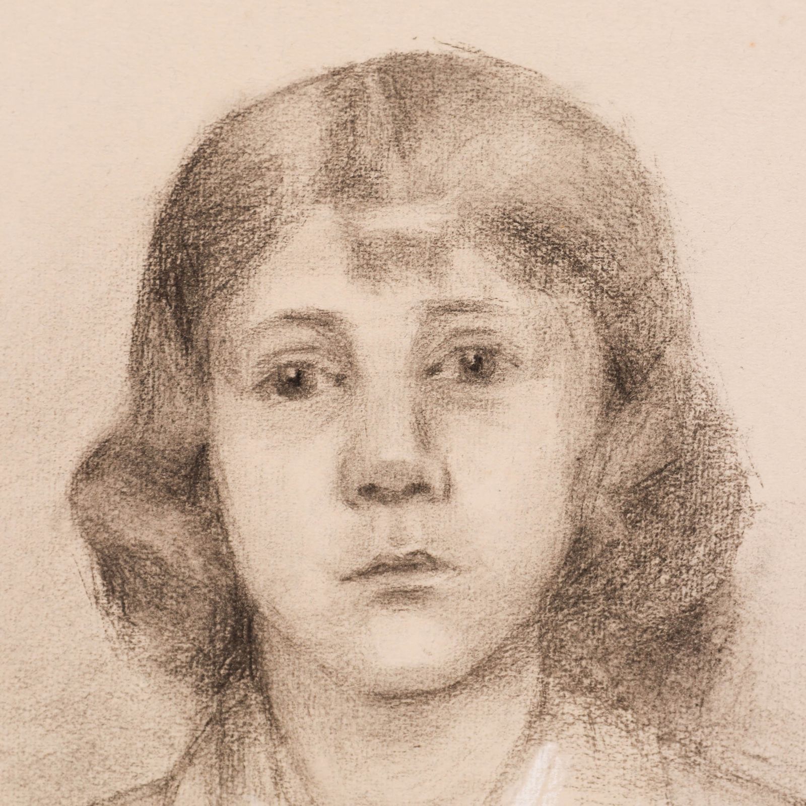 G. Querville Early 20th Century Graphite Drawing, Portrait Of A Girl photo Art