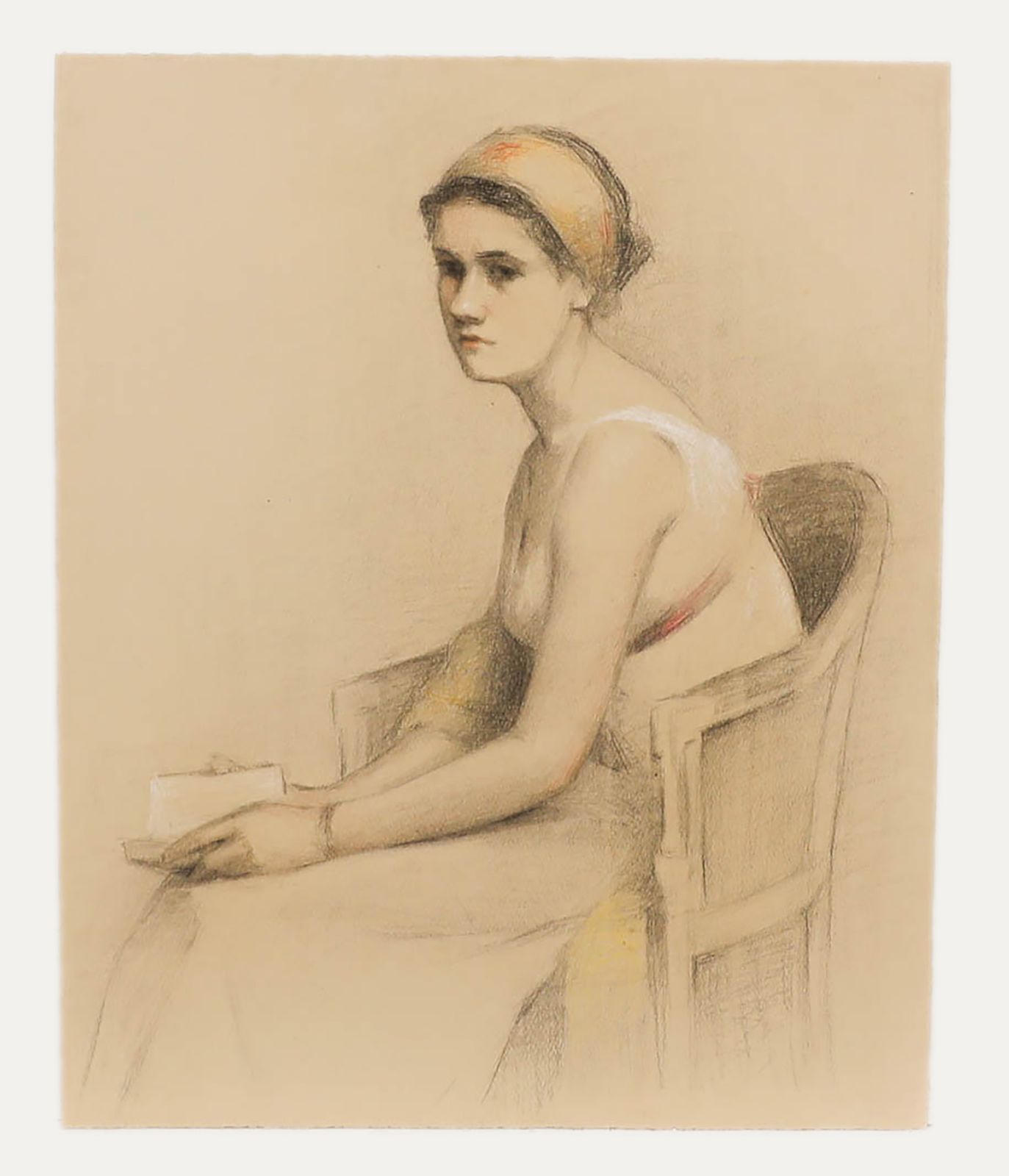 G. Querville Early 20th Century Graphite Drawing, Woman In A Negligée photo furniture