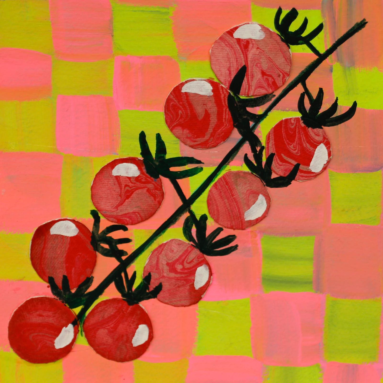 Jemma Jamie Contemporary Gouache, Cherry Tomatoes photo Art