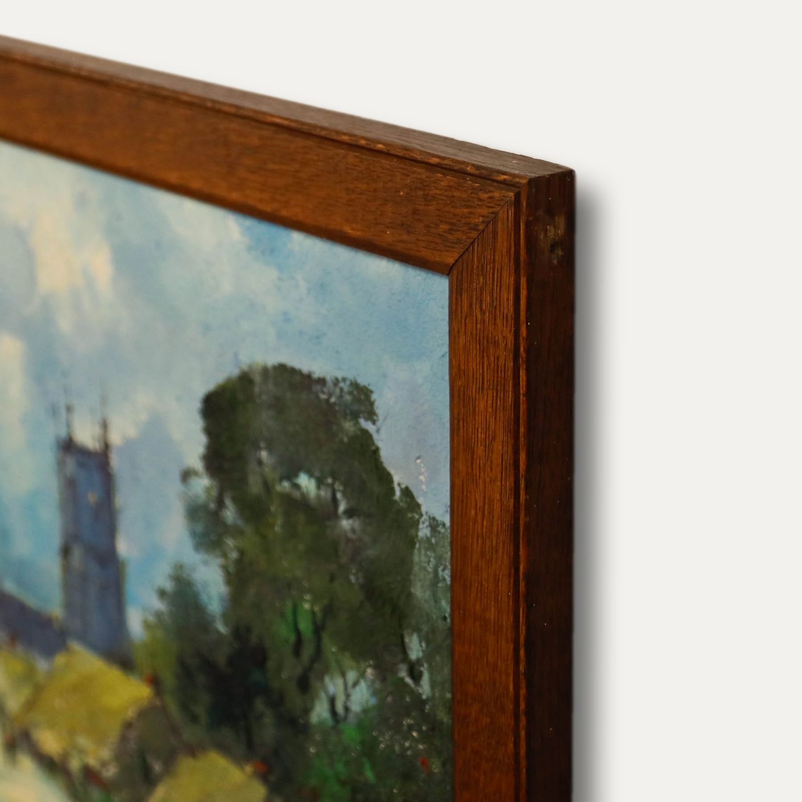 George R. Deakins (1911 1982) Framed Oil, Village Scene With Church Steeple photo 210.0