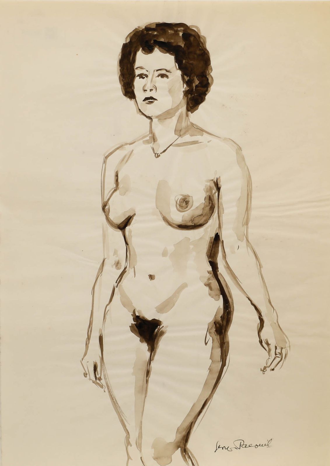 Georges Pacouil (1903 1996) Mid 20th Century Watercolour, Three Quarter Nude