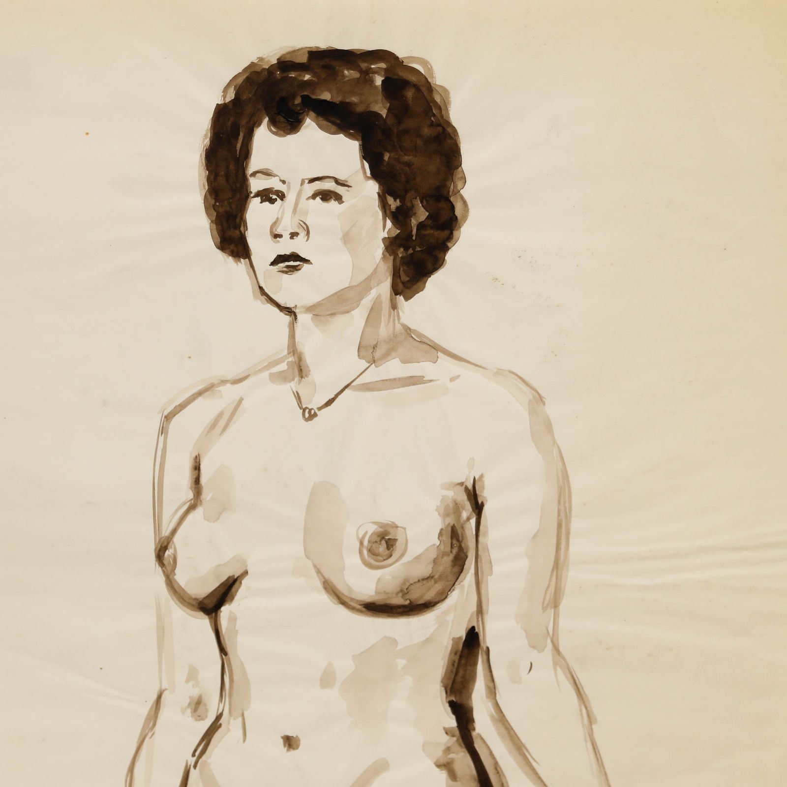 Georges Pacouil (1903 1996) Mid 20th Century Watercolour, Three Quarter Nude photo Art