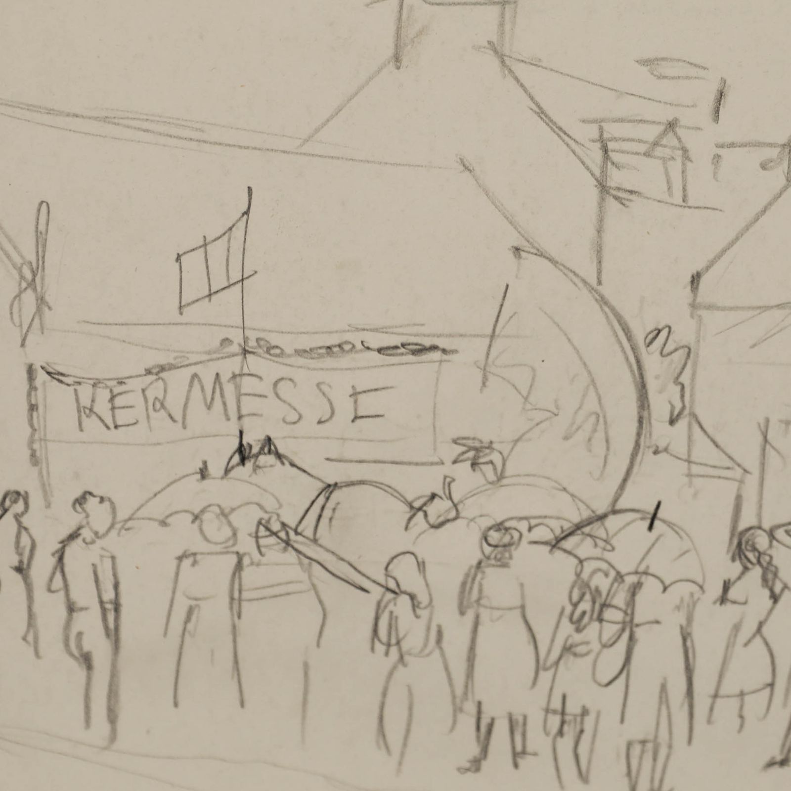 Georges Pacouil (1903 1996) Mid 20th Century Graphite Drawing, Kermesse photo Art