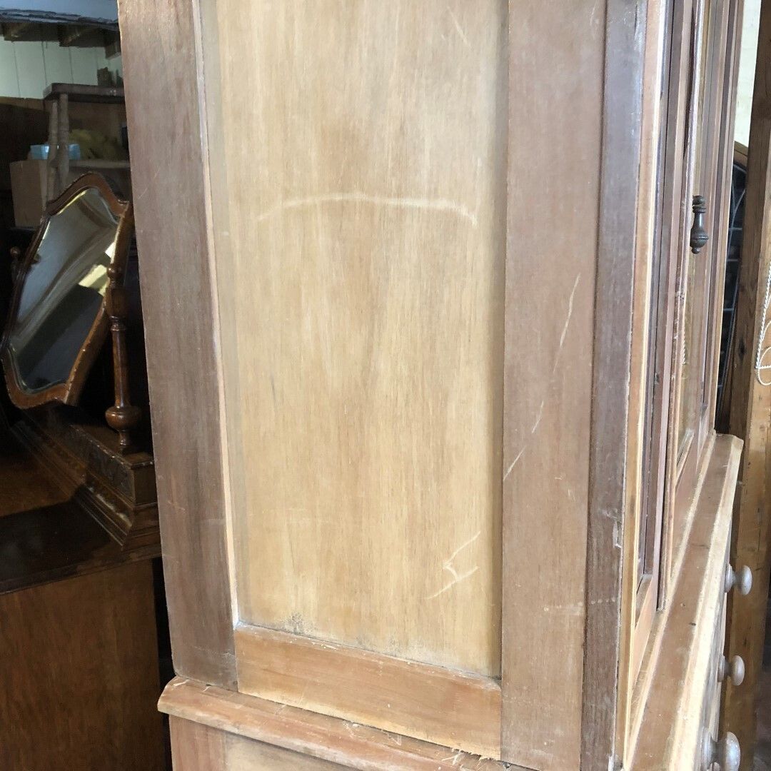 Antique Satinwood Tall Mirrored Cupboard Over Drawers 1910s photo buy