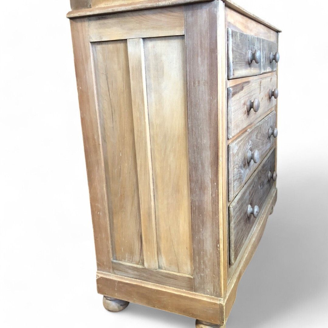 Furniture Antique Satinwood Tall Mirrored Cupboard Over Drawers 1910s photo