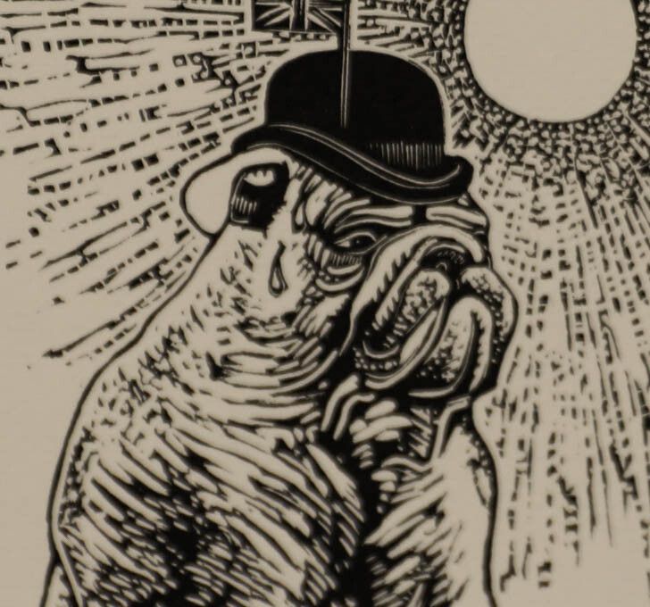 20th Century Woodblock A Very British Bulldog photo Art
