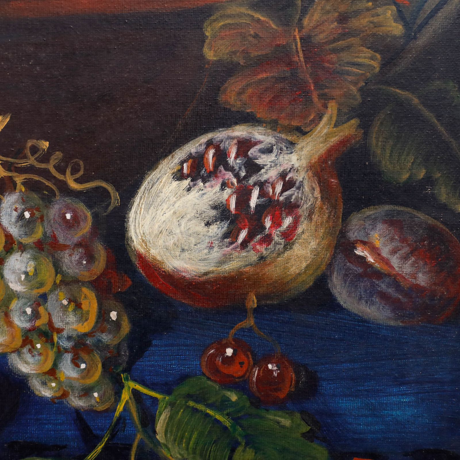 Framed 20th Century Oil Medley Of Fruit photo Art