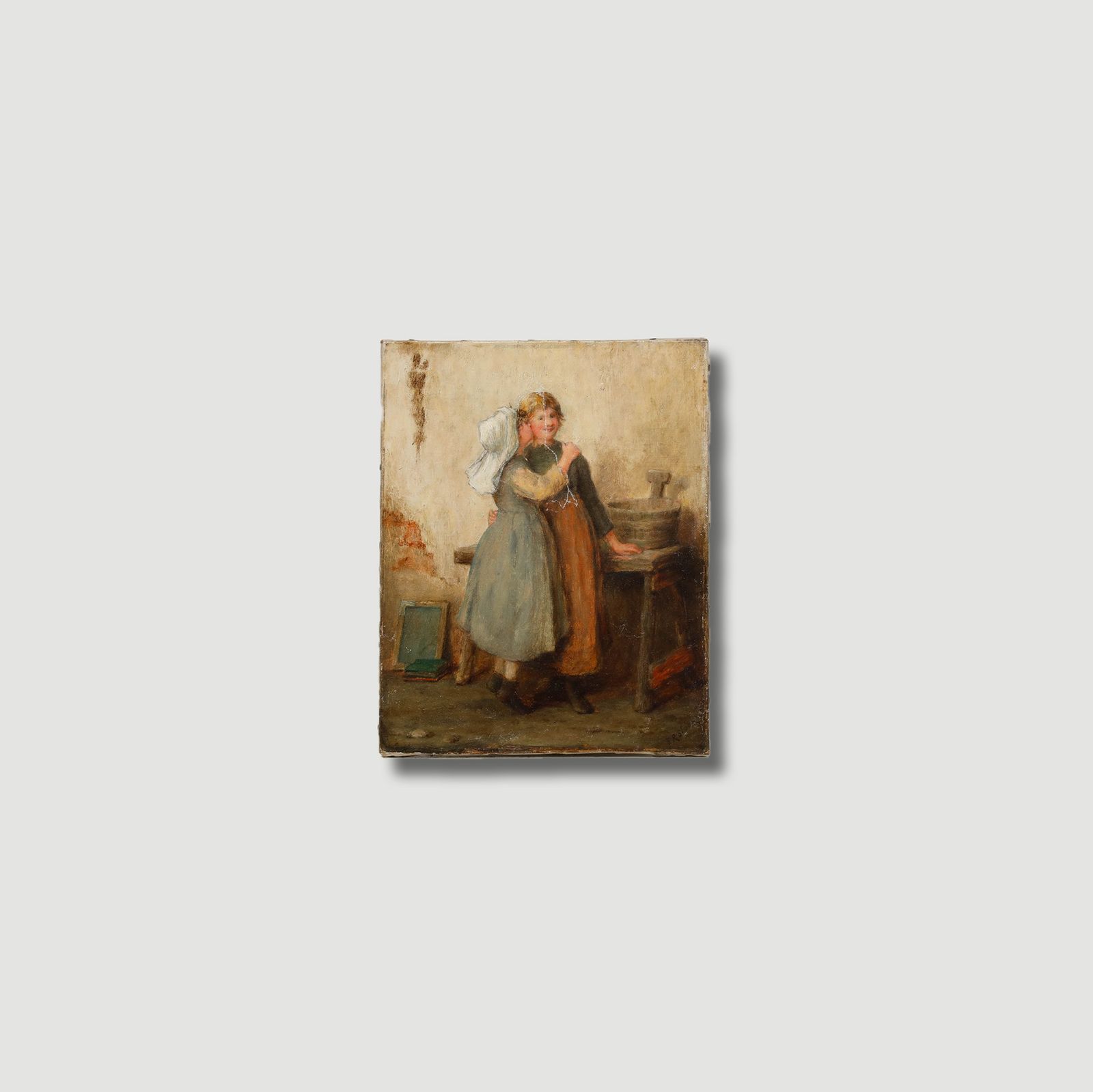 Francis R. Stock (Fl.1875 1884) Late 19th Century Oil, A Kiss For Sister photo buy