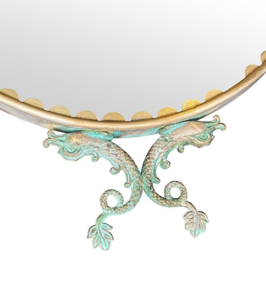 photo buy A Pair Of Italian 1940s Oval Mirrors With Dolphin Detailing Around The Brass Frame