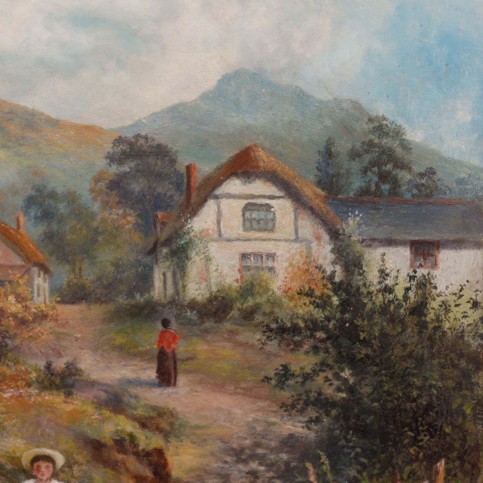 E. Edwards Early 20th Century Oil, Feeding The Ducks photo Art