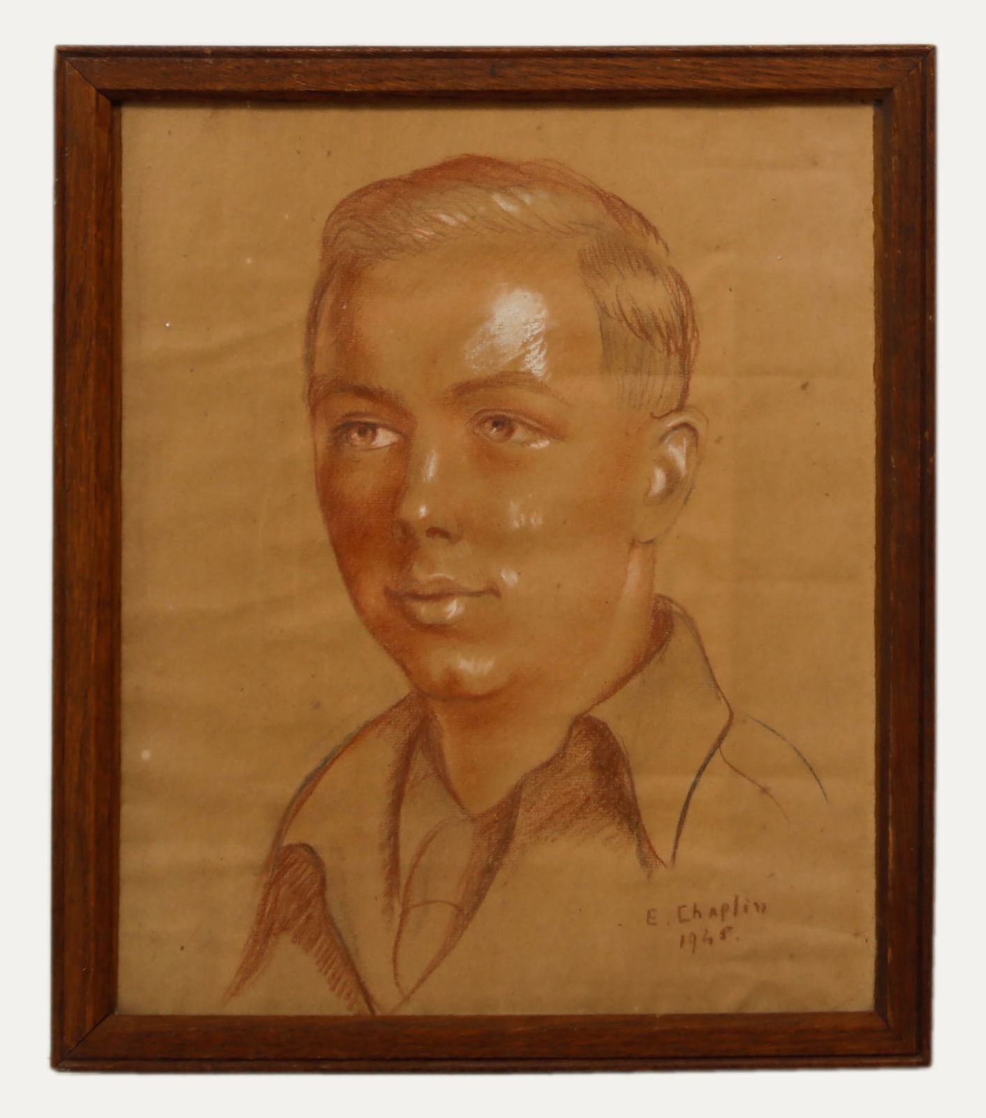 E. Chaplin Framed Mid 20th Century Pastel, Portrait Of A Young Man