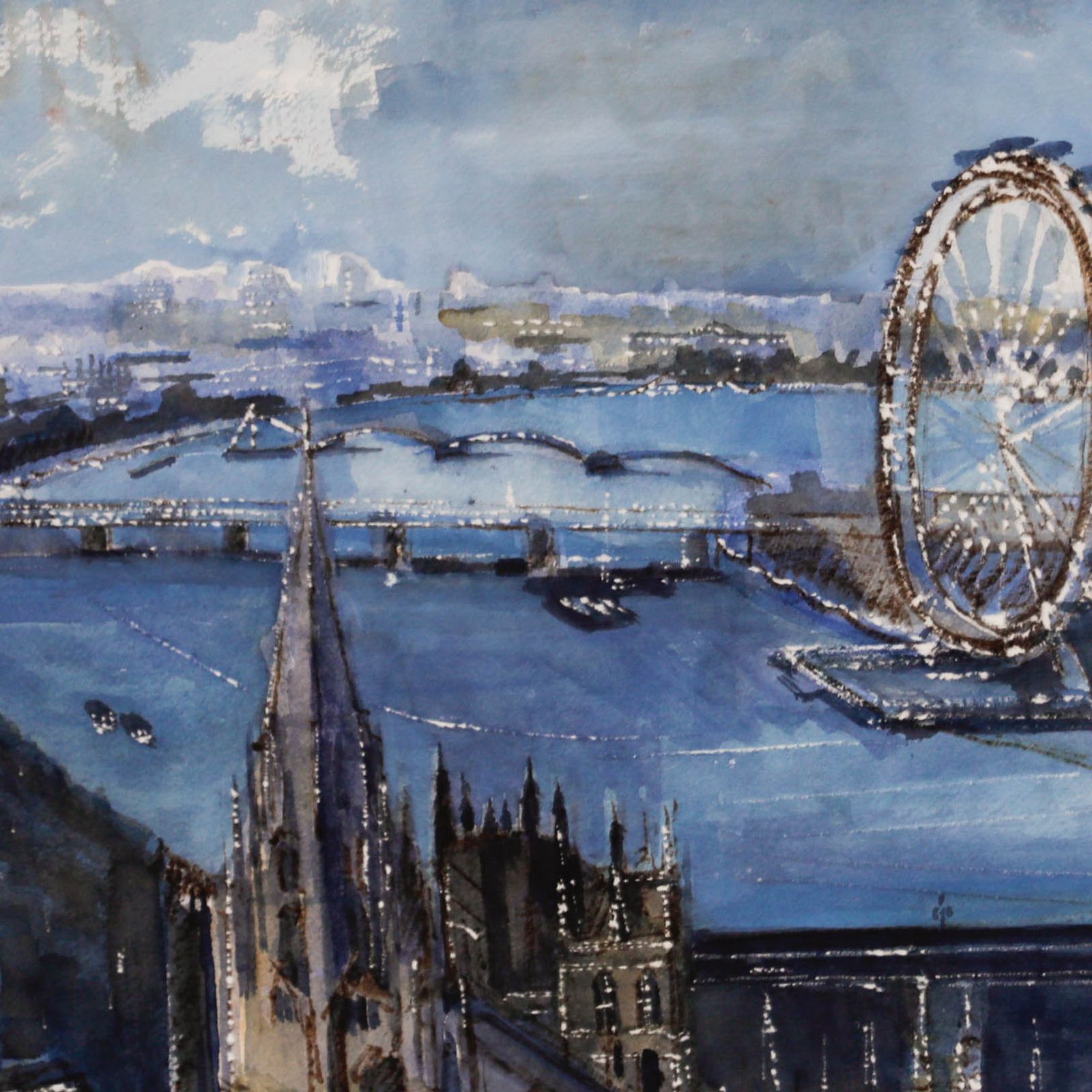 Diana Boyd Framed Contemporary Watercolour, London Landmarks From Westminster photo Art