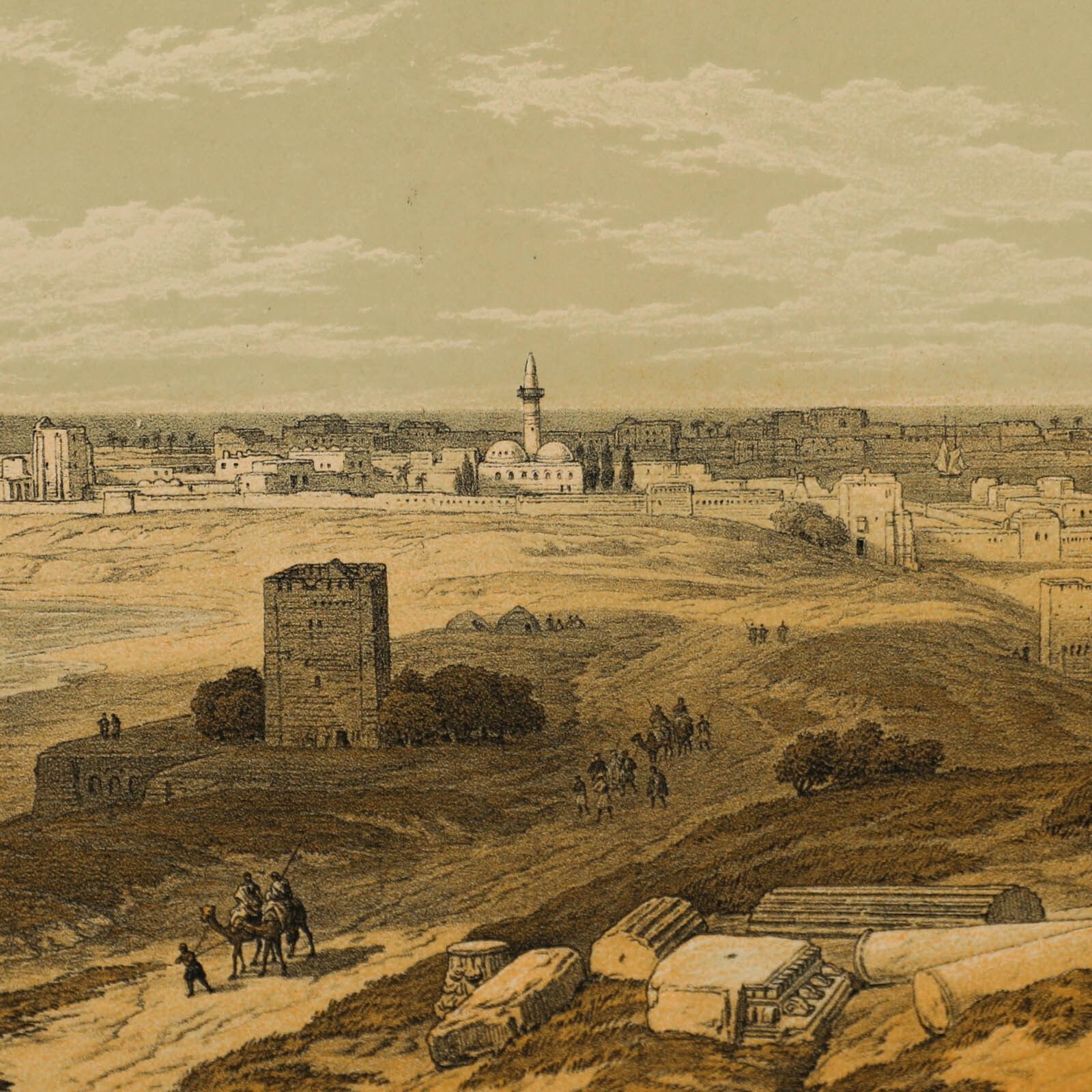 David Roberts Ra (1796 1864) 19th Century Lithograph, Tyre From Isthmus photo Art