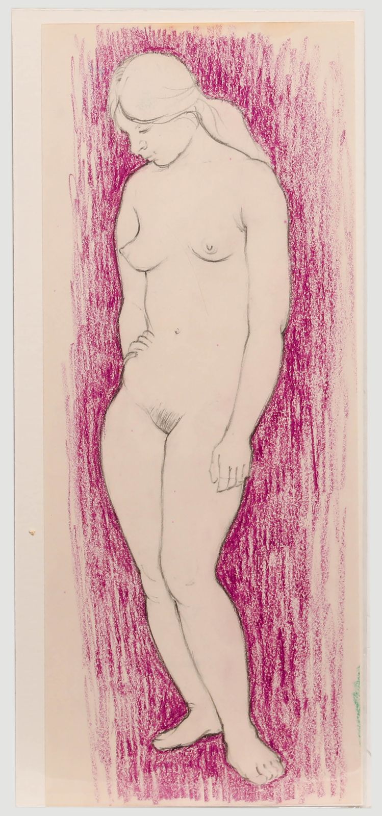 E.P. Clapholt Mid 20th Century Pastel, Nude In Purple
