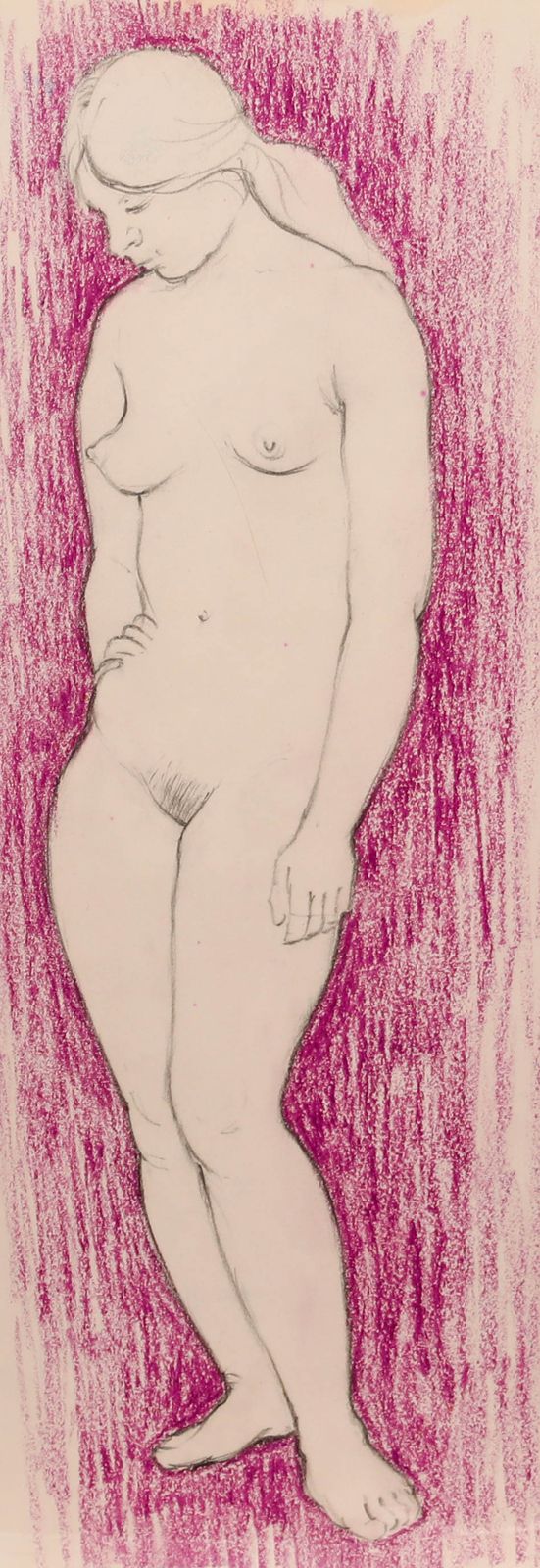 E.P. Clapholt Mid 20th Century Pastel, Nude In Purple photo furniture