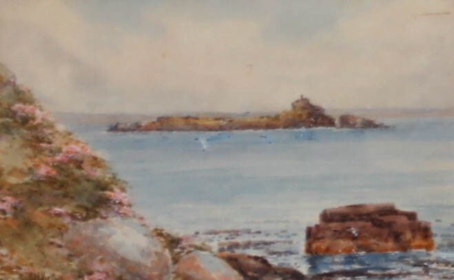 Thomas Herbert Victor (1894 1980) Watercolour, St Clement's Isle photo furniture