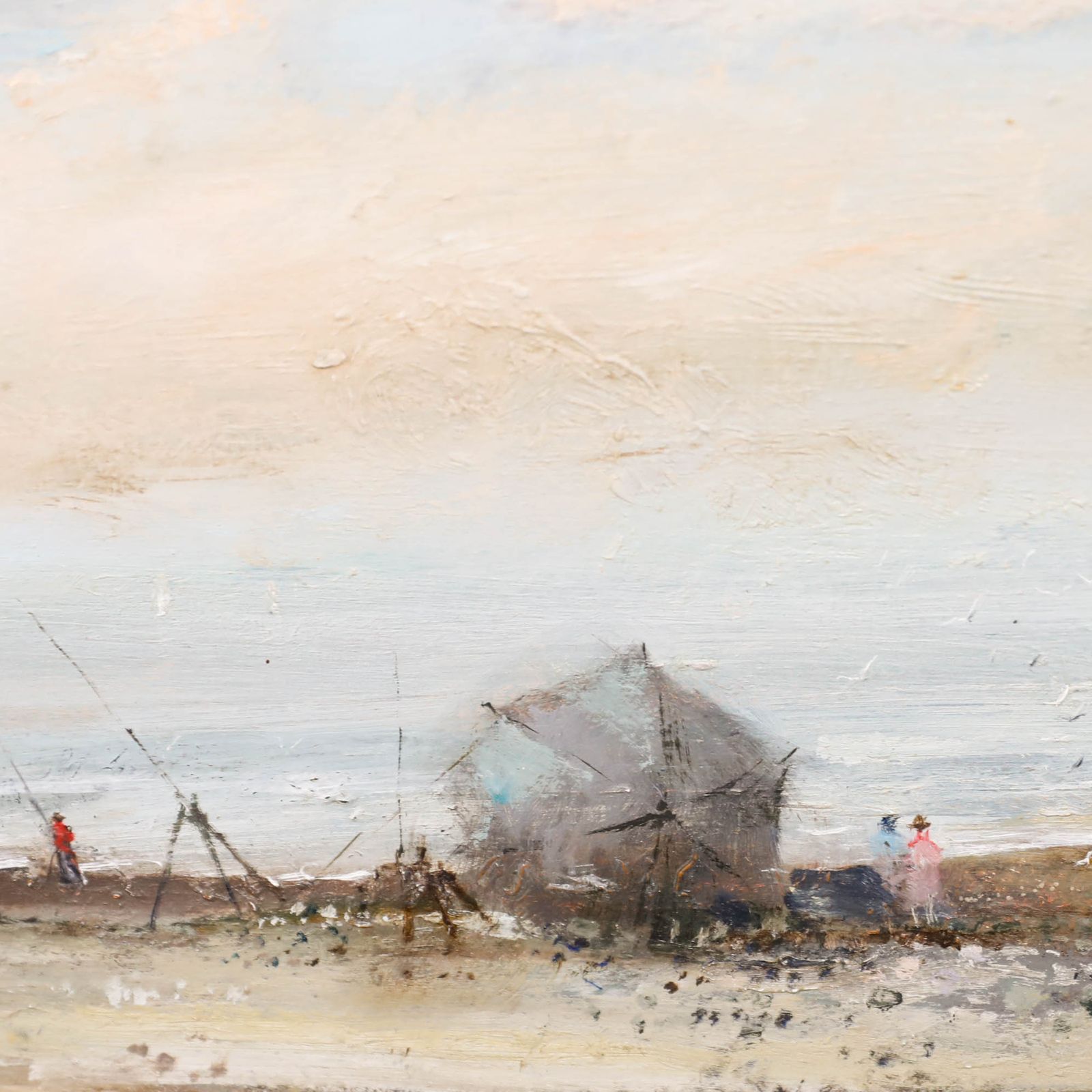 Terry Pitcher Framed 20th Century Oil, Fishermen At Blue Anchor photo Art