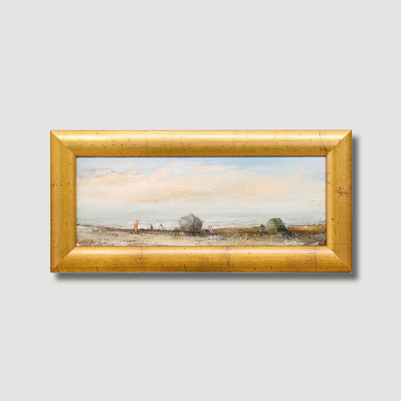 Terry Pitcher Framed 20th Century Oil, Fishermen At Blue Anchor photo buy