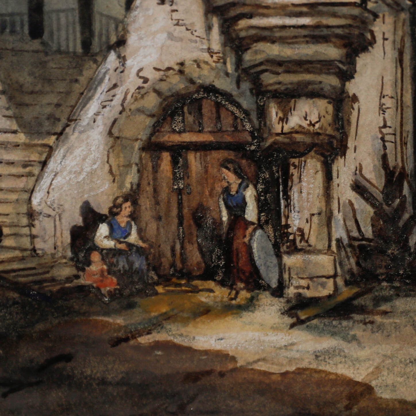 Style Of Samuel Prout 19th Century Watercolour, Beneath Stone Arches photo Art