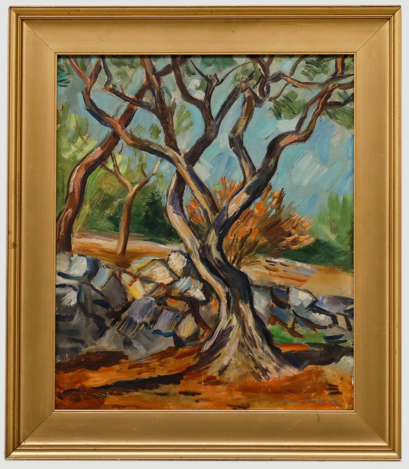 Robert Lemercier (1890 1980) Framed Mid 20th Century Oil, Crooked Pine