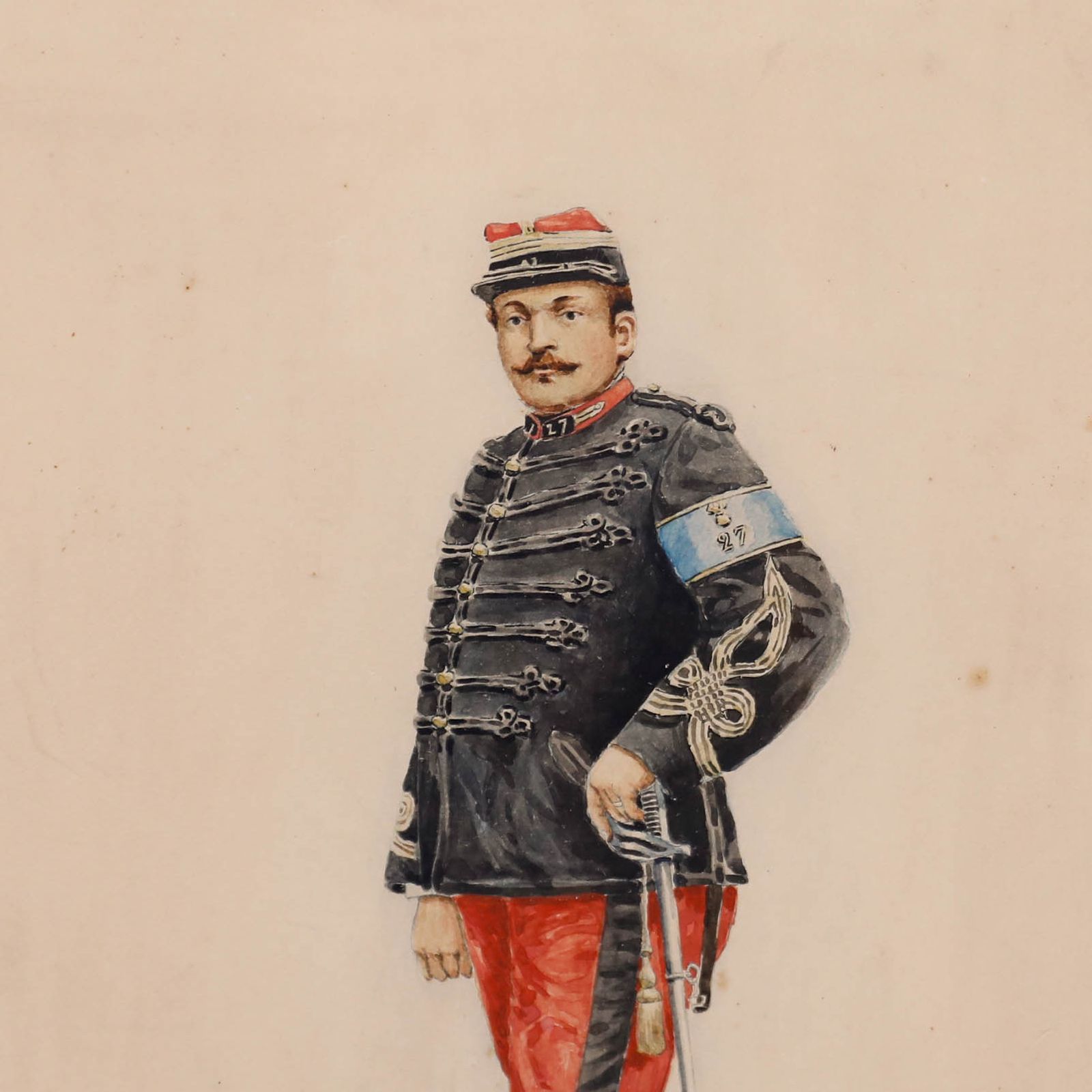 C. Kossbuhl Framed 1887 Watercolour, Portrait Of A French Military Officer photo Art