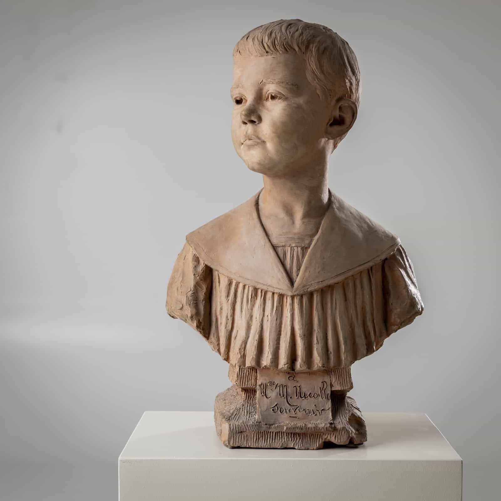 Bust Of A Boy In Terracotta, Signed H.M. Becoré, France, 2nd Half Of The 19th Century photo for sale