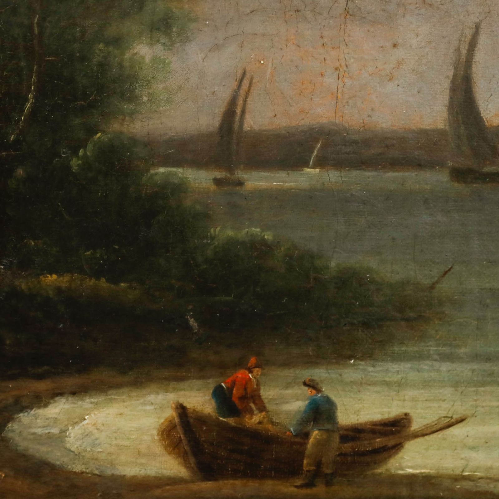 For Restoration English School 19th Century Oil, Cottage Of The Waterfront photo Art