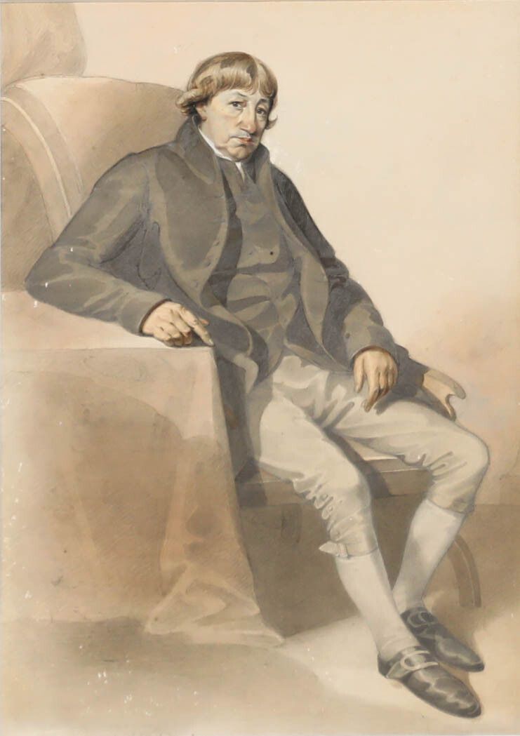English School Early 19th Century Watercolour Portrait Of A Gentleman photo furniture