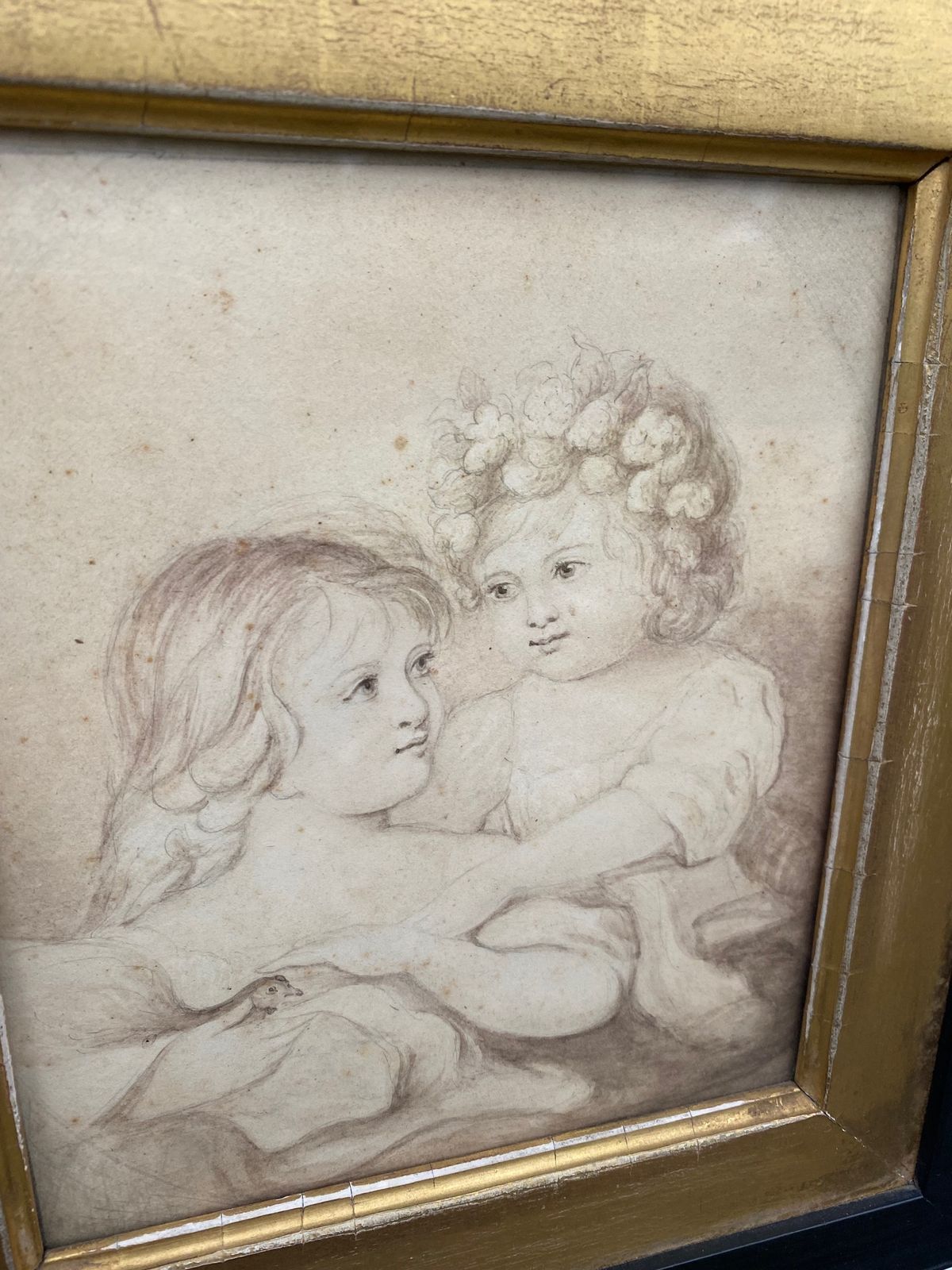 George III Period Grisaille Portrait Of Two Girls photo furniture
