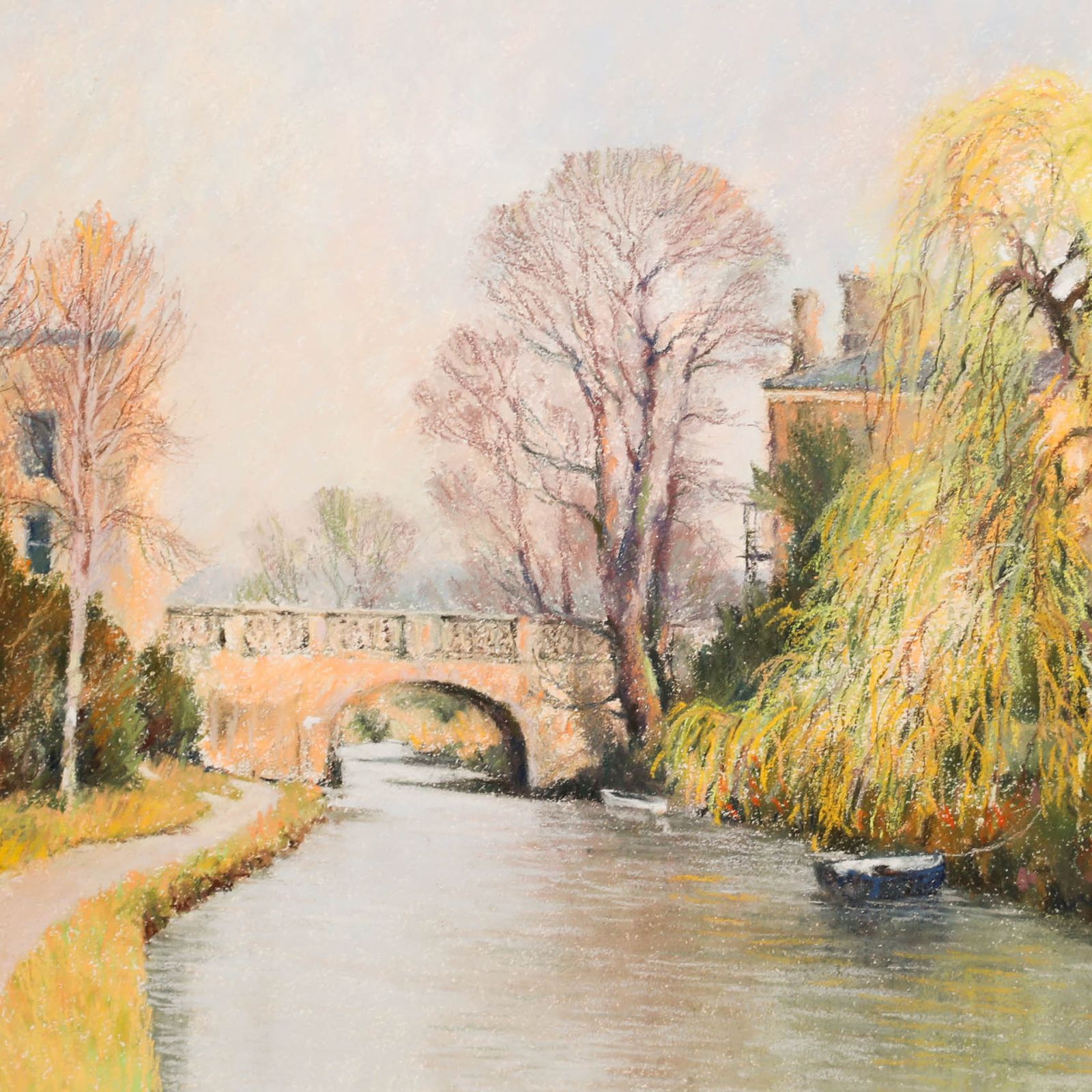George Cutter Framed 20th Century Pastel, View Of The Kennet & Avon Canal photo Art