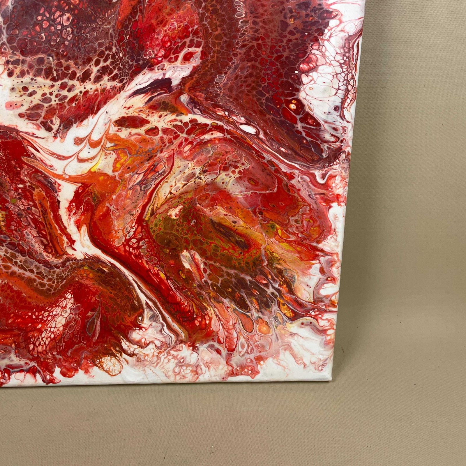 Vintage Marbled Painting Picture Original Artwork Canvas Marble Pattern Wood Frame Painted Art Rectangle 46x36cm Wall Hanging Marbling photo 85.0