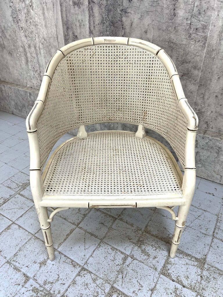Pair Of Shabby Chic Mid Century Wicker And Cane Armchairs photo Furniture