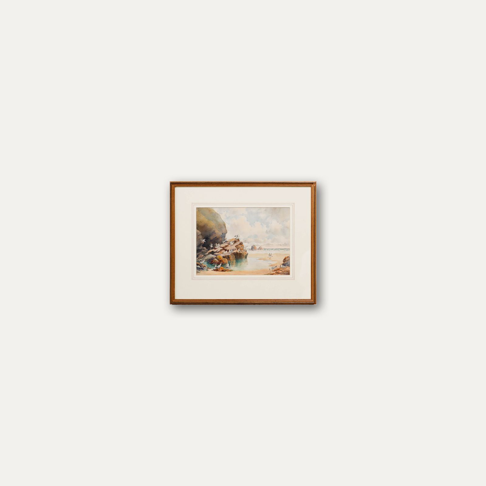 Ernest James Stone C.1914 Watercolour, Gulls And Rocks, Trevone photo buy