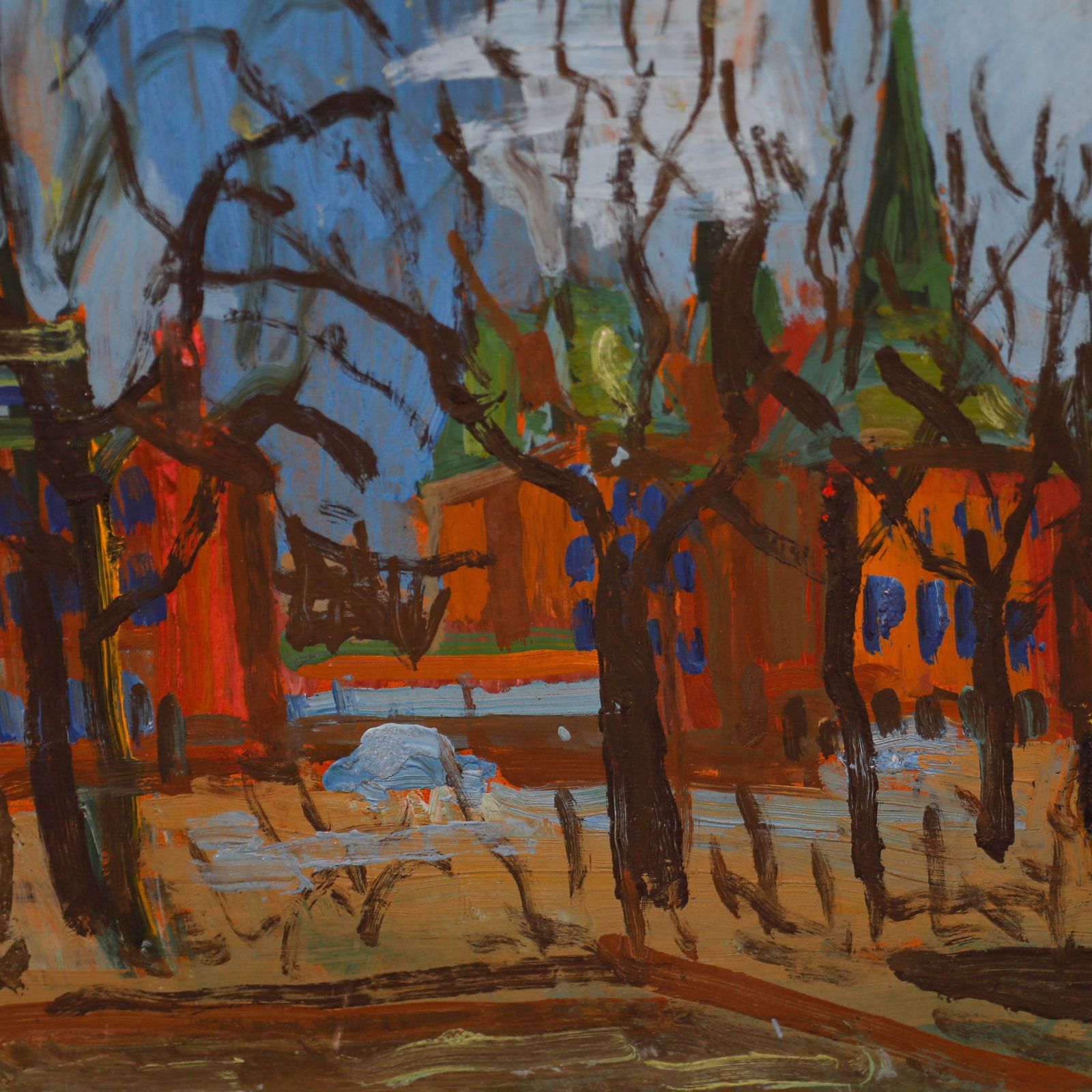 Attrib. Lars Herder (1923 1976) Swedish School Oil, Winter In Helsingborg photo Art