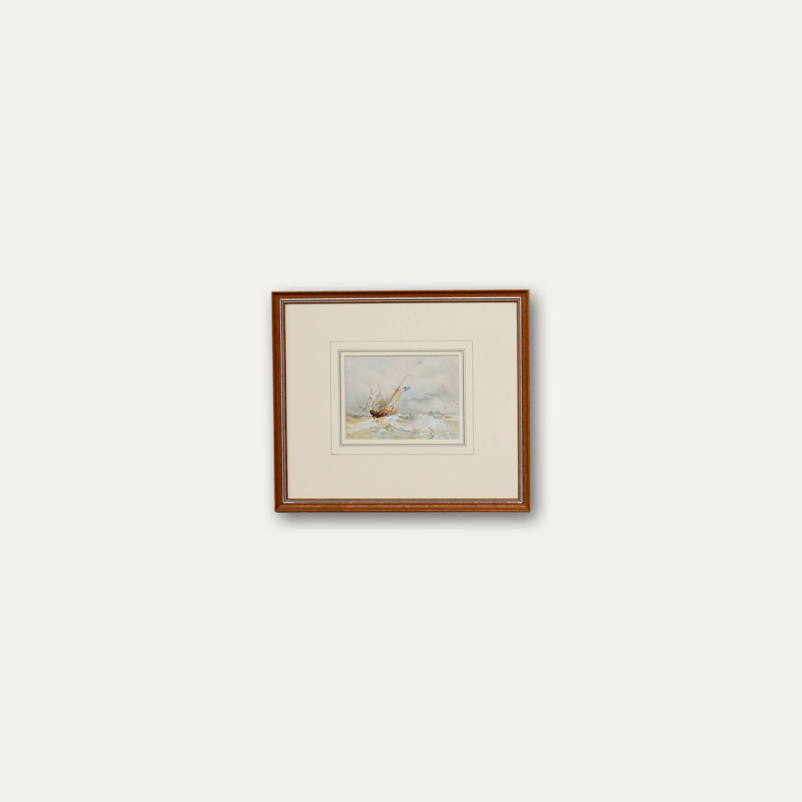 Framed Late 19th Century Watercolour Dutch Ships In Choppy Waters photo vinterior