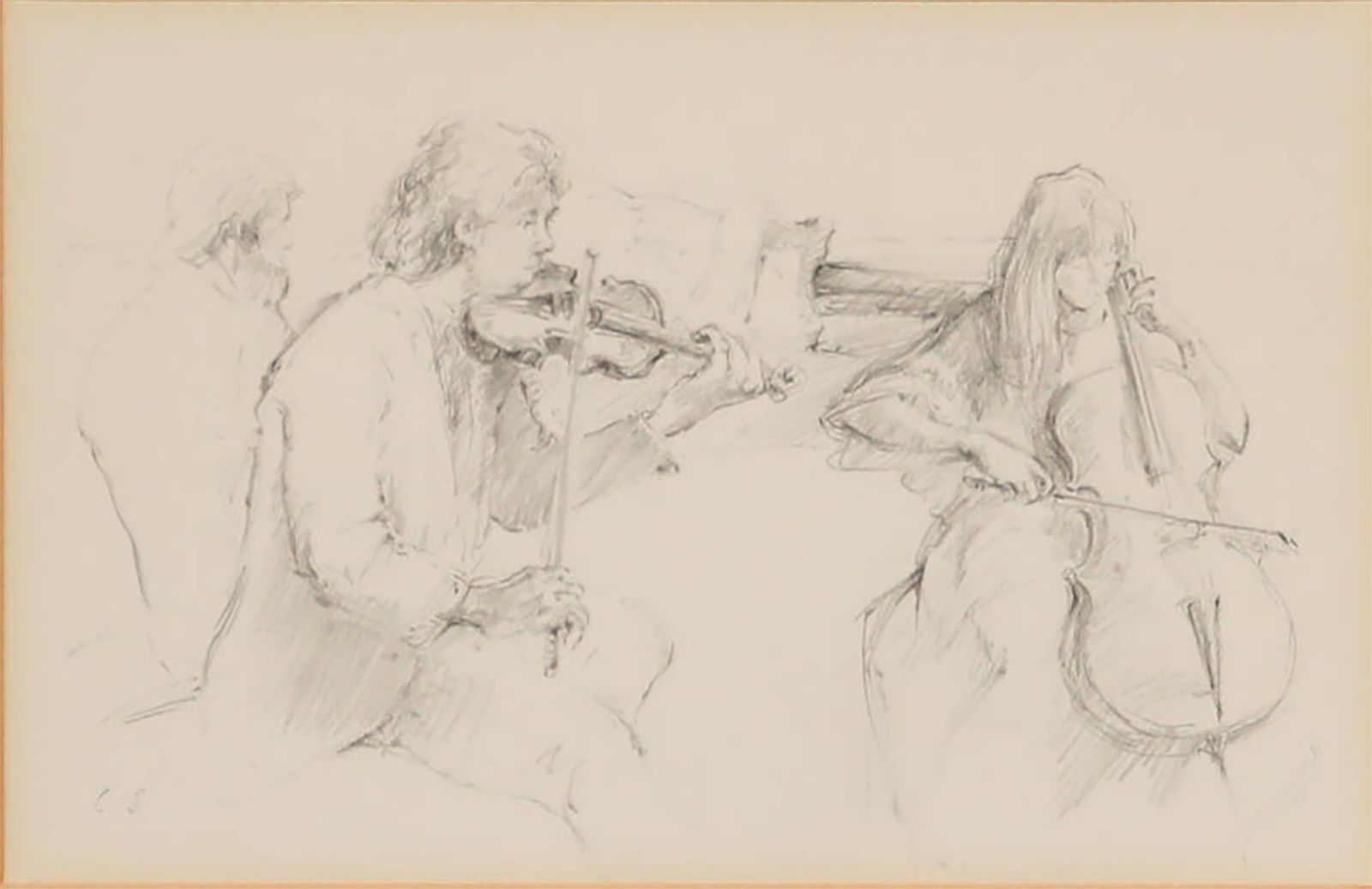 Caroline Sillars (1933 1988) Framed 20th Century Graphite Drawing, The Players photo furniture