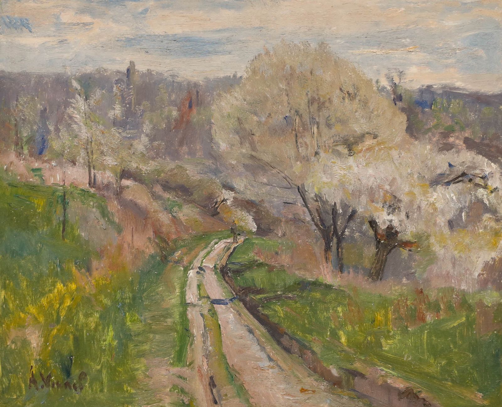 Andre Leon Vivrel (1886 1976) Mid 20th Century Oil, Trees In Bloom photo furniture