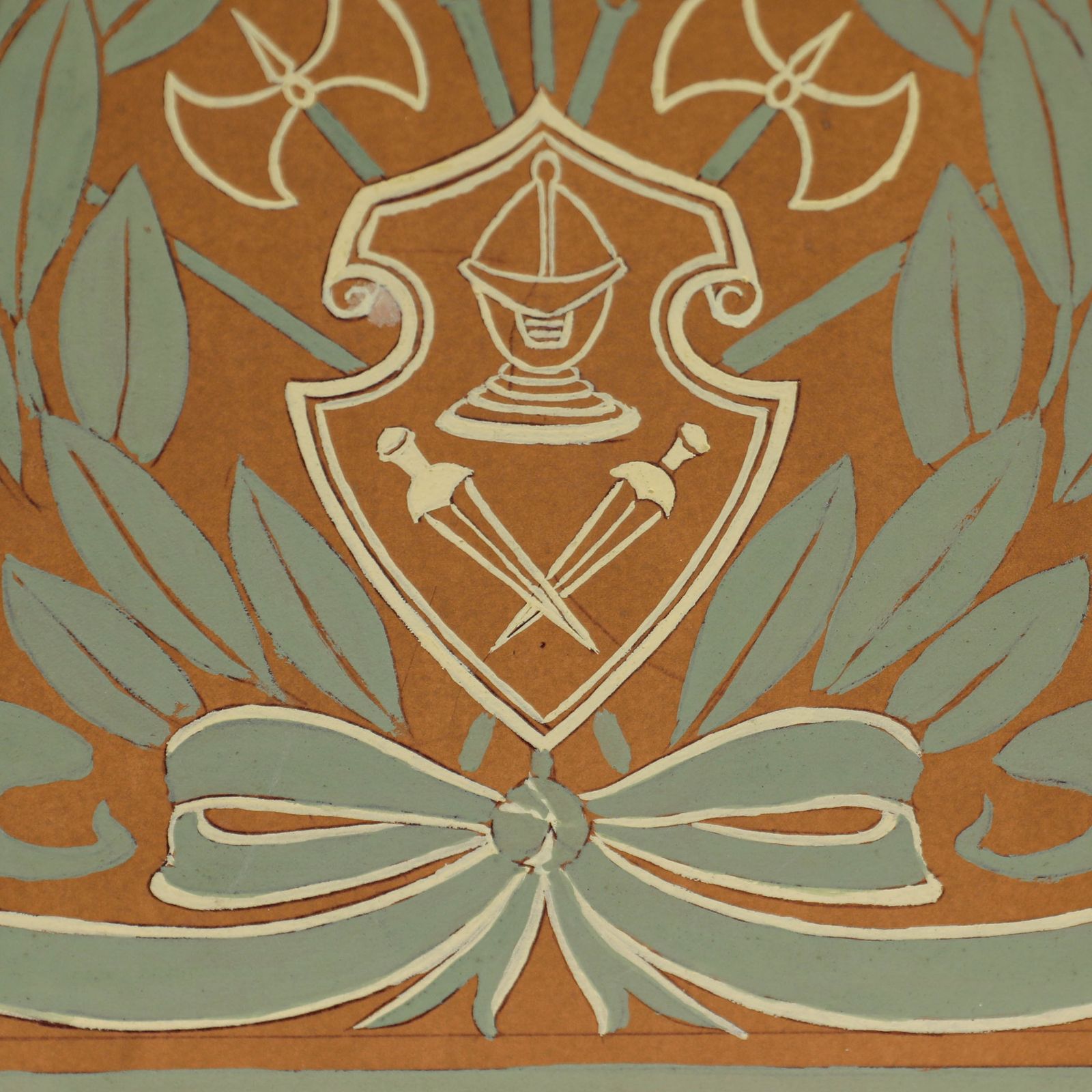William Henry Ladd Early 20th Century Watercolour, Armoury Crest Panel Design photo furniture