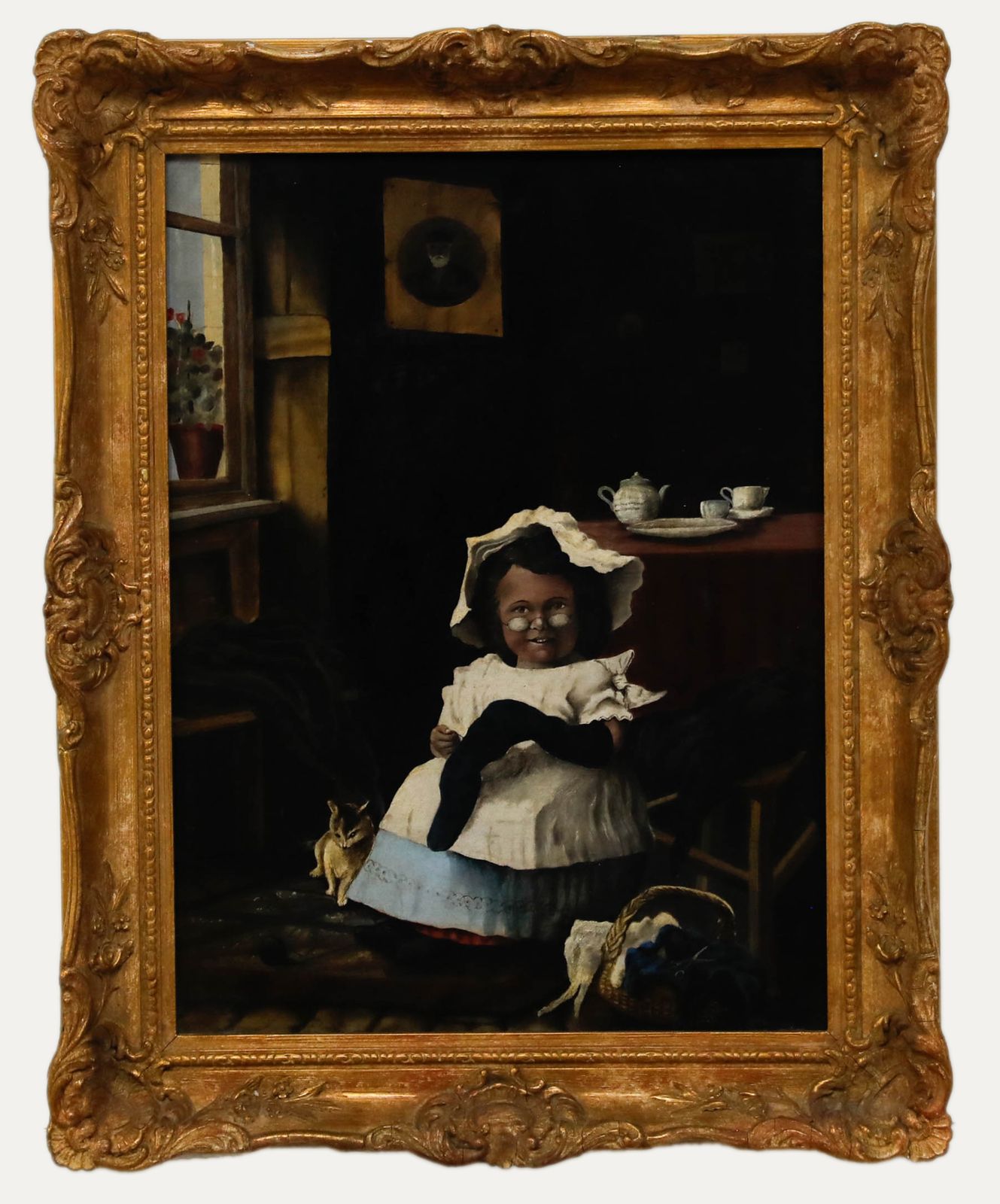 S.C. Jago 1889 Oil, Sewing In The Parlour