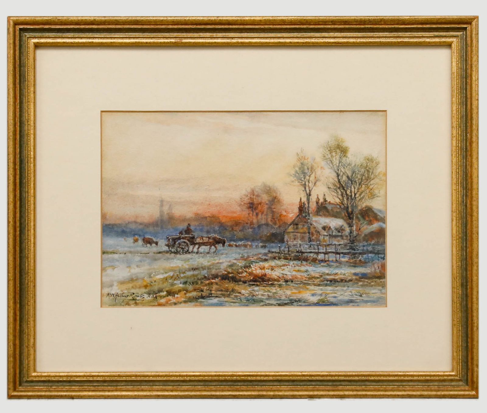 Robert William Arthur Rouse (1867 1951) Framed Watercolour, Home At Sunset