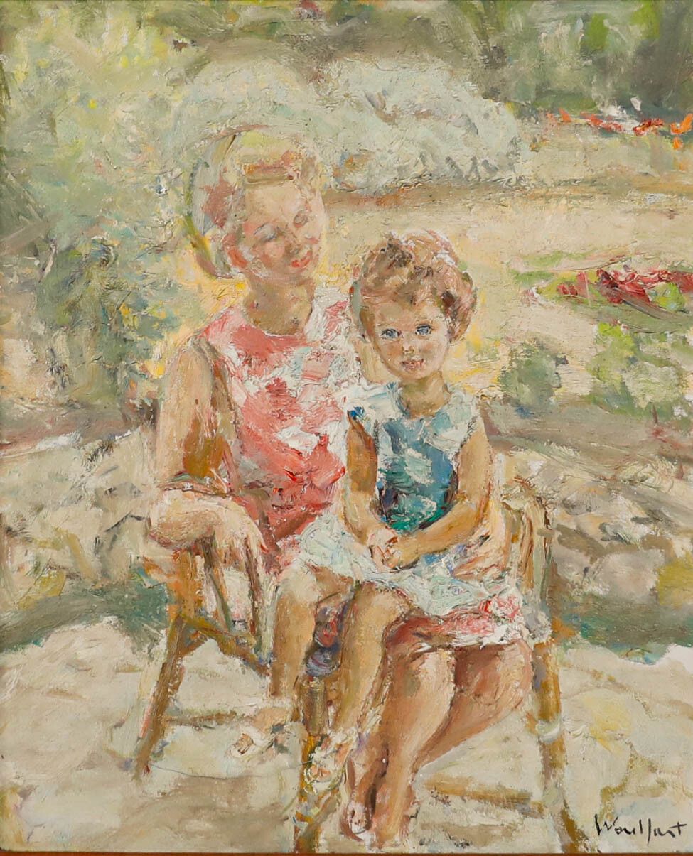 Marius Woulfart (1905 1991) Framed Oil, Portrait Of A Mother & Child photo furniture