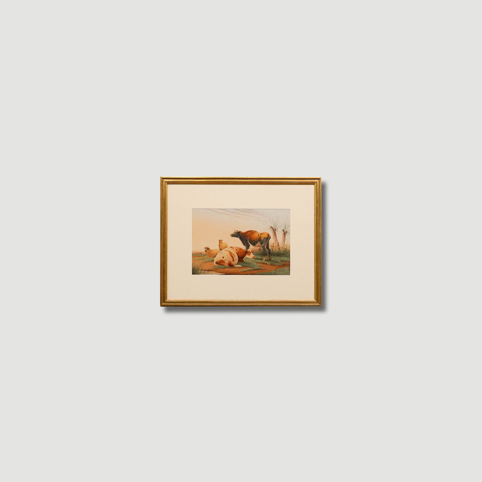Frederick E. Valter (1860 1930) Framed Watercolour, Livestock In A Landscape photo buy