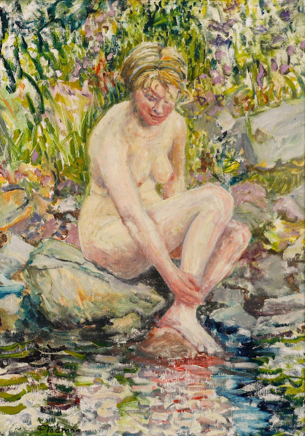 Flodman 20th Century Oil, Bather In The Rock Pool photo furniture