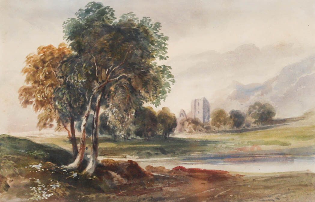 Attrib. Edward Oram (Fl.1766 1799) 19th Century Watercolour, Distant Folly photo furniture